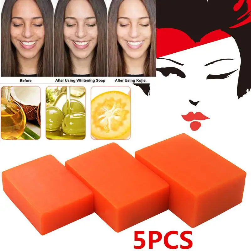 

5pcs Kojic Acid Soap Set Dark Black Skin Lightening Soap Hand Made Soap Glutathione Whitening Soap Skin Bleaching Soap Brighten