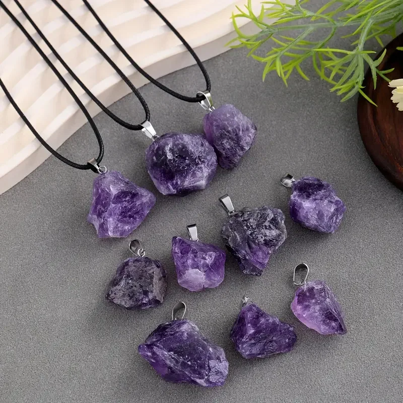 Лидер продаж кулон из лавандового аметиста с необработанным камнем нерегулярное