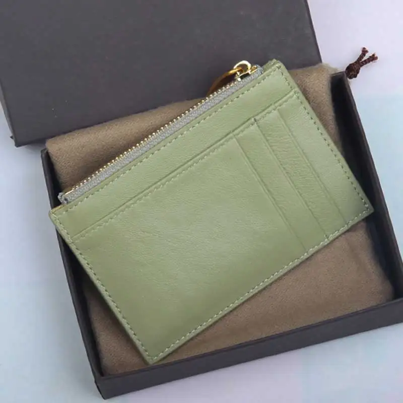Men Card Holder Leather Wallet Sheepskin Bank Cardholder Fashion Zipper Short Purse Luxury Male Bag Credit Case Money Clip