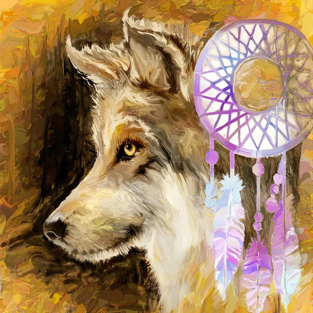 

DIY 5D diamond painting wolf cross stitch set full diamond embroidery mosaic animal pictures decorative gifts