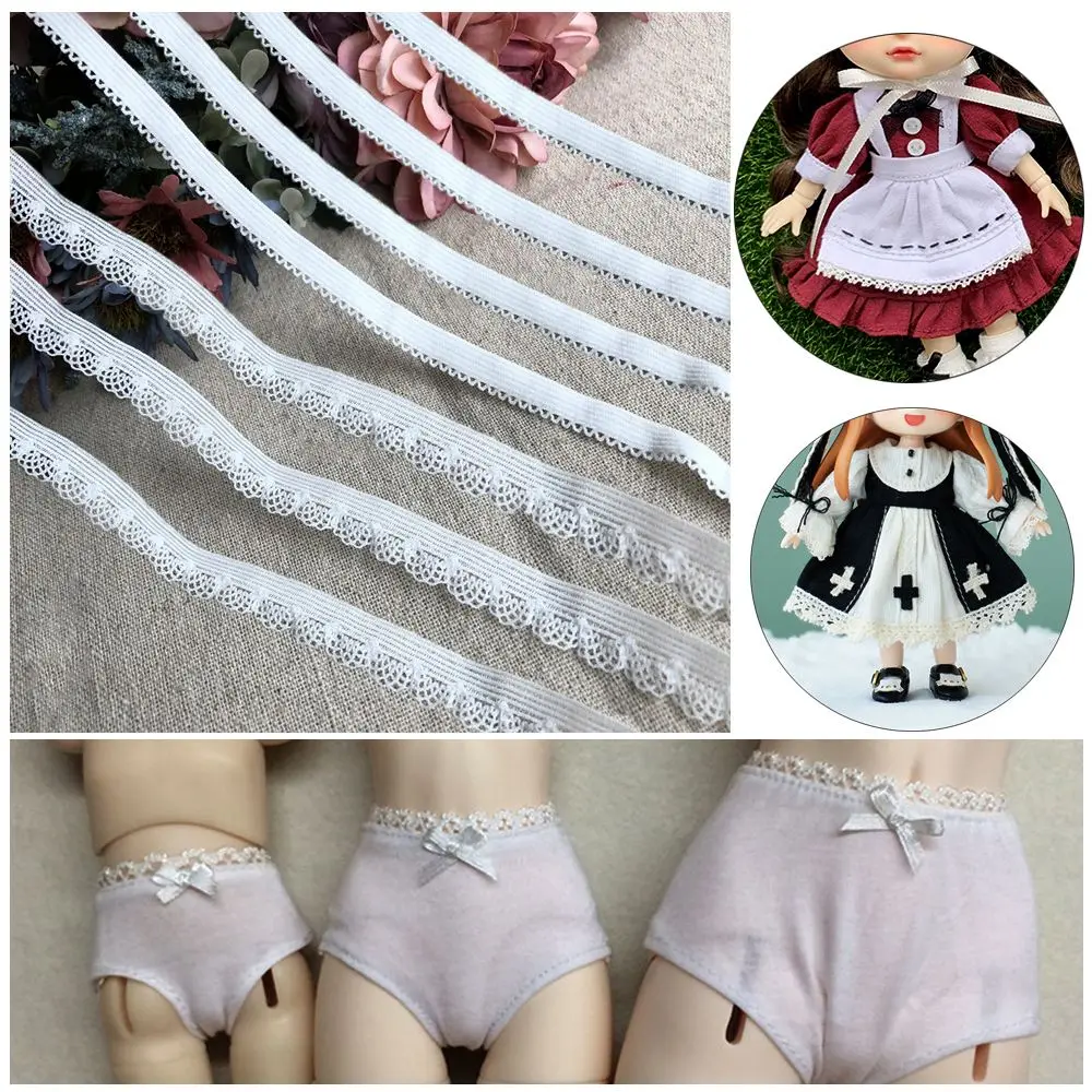 

High Quality White Sequence Lace Fabric Pleated Elastic Lace Ribbon Toy Dolls Clothing Shorts Collar Dress Trim Sewing Guipure