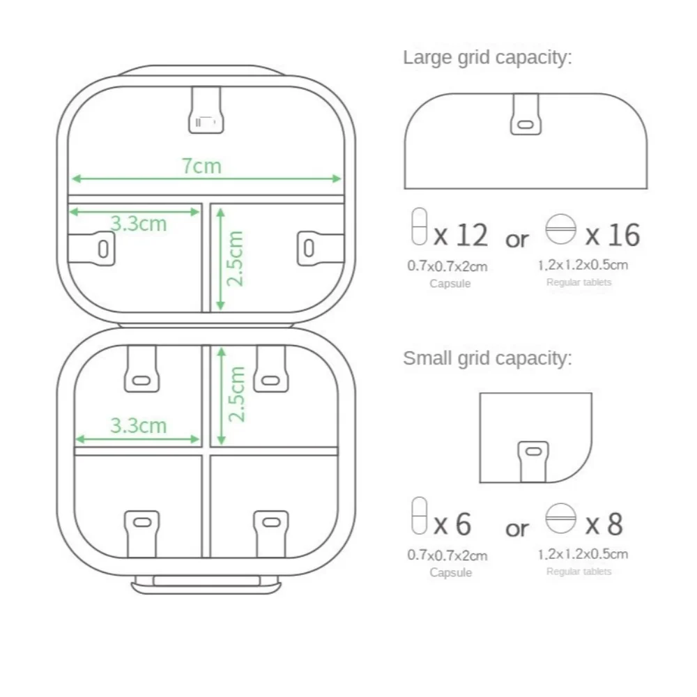 Дозатор для таблеток с 7 сетками пылезащитный водонепроницаемый мини-коробка