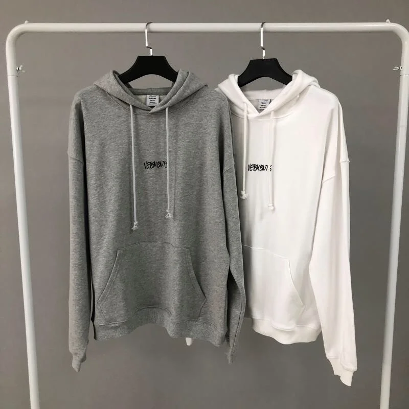 

VETEMENTS White Written Hoodie Men Women Cotton-Blend Terry Vetements Hoodies Letter Printed Pullovers Oversize Sweatshirts
