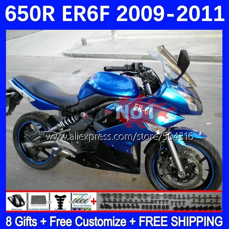 

OEM Body For KAWASAKI NINJA 650R ER6F ER 6F 09-11 ER-6F 09 10 11 174MC.5 ER6 ER 6 F 650 R 2009 2010 2011 Fairings Factory Blue