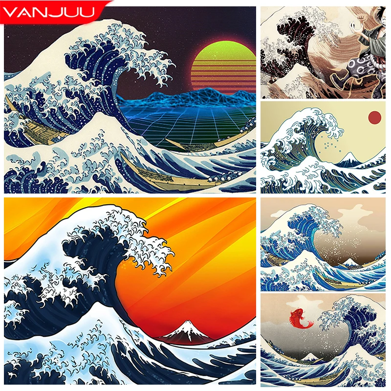 

5D Diamond Painting Kits Sunrise Waves Full Drill Diamond Mosaic Scenery Diamond Embroidery Kits DIY Rhinestones Home Decor