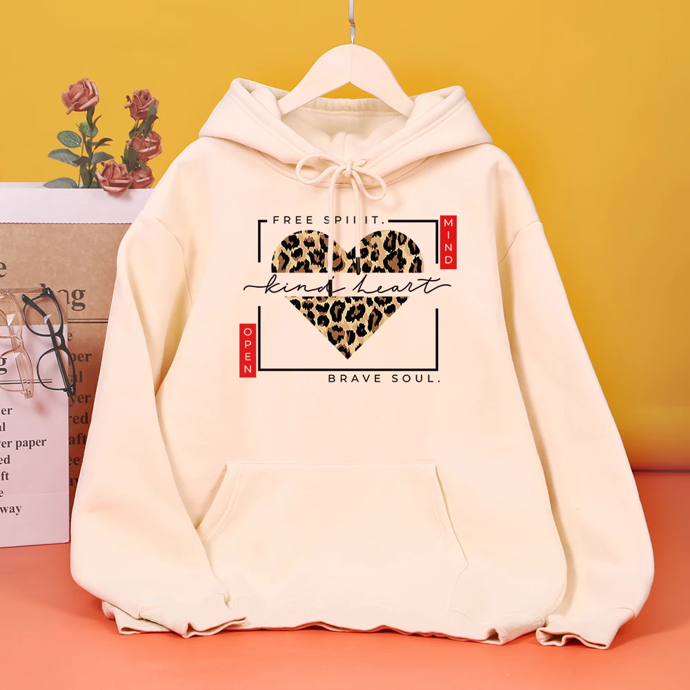 

Free Spirit Kind Heart Brave Soul Printed Women Hoody Harajuku Loose hoodies Fashion Fleece Hoodie vintage Zipper Clothing Woman