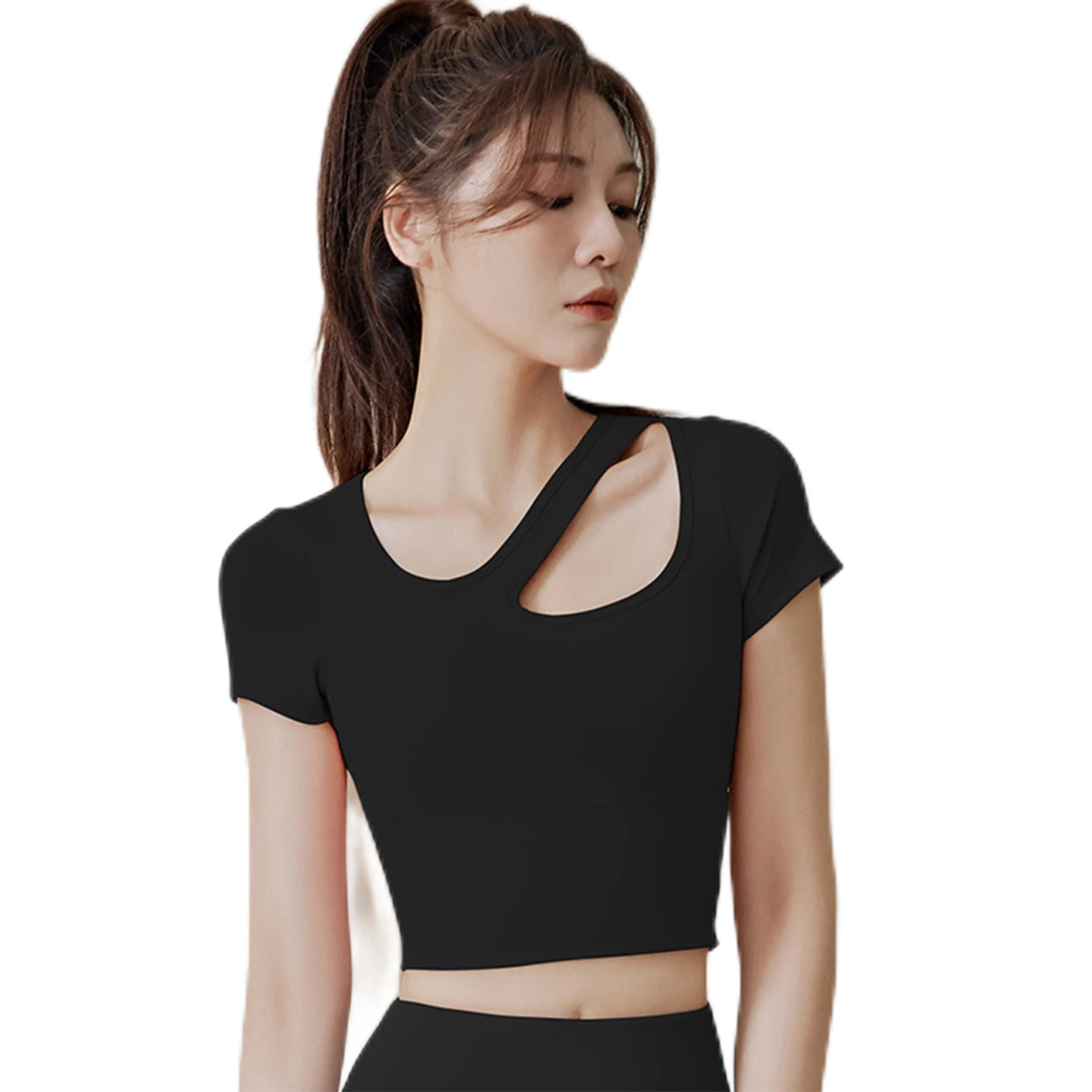 

Short Sleeve Crop Tops Yoga Running Shirts Gym Workout Cropped Tops for Women Short Sleeve Crop Tops for Women Tight Top B2Cshop