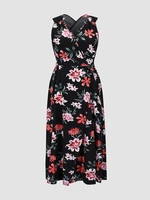 finjani floral print wrap hem crisscross tie back dress v neck sleeveless woman summer beach dresses plus size 4xl