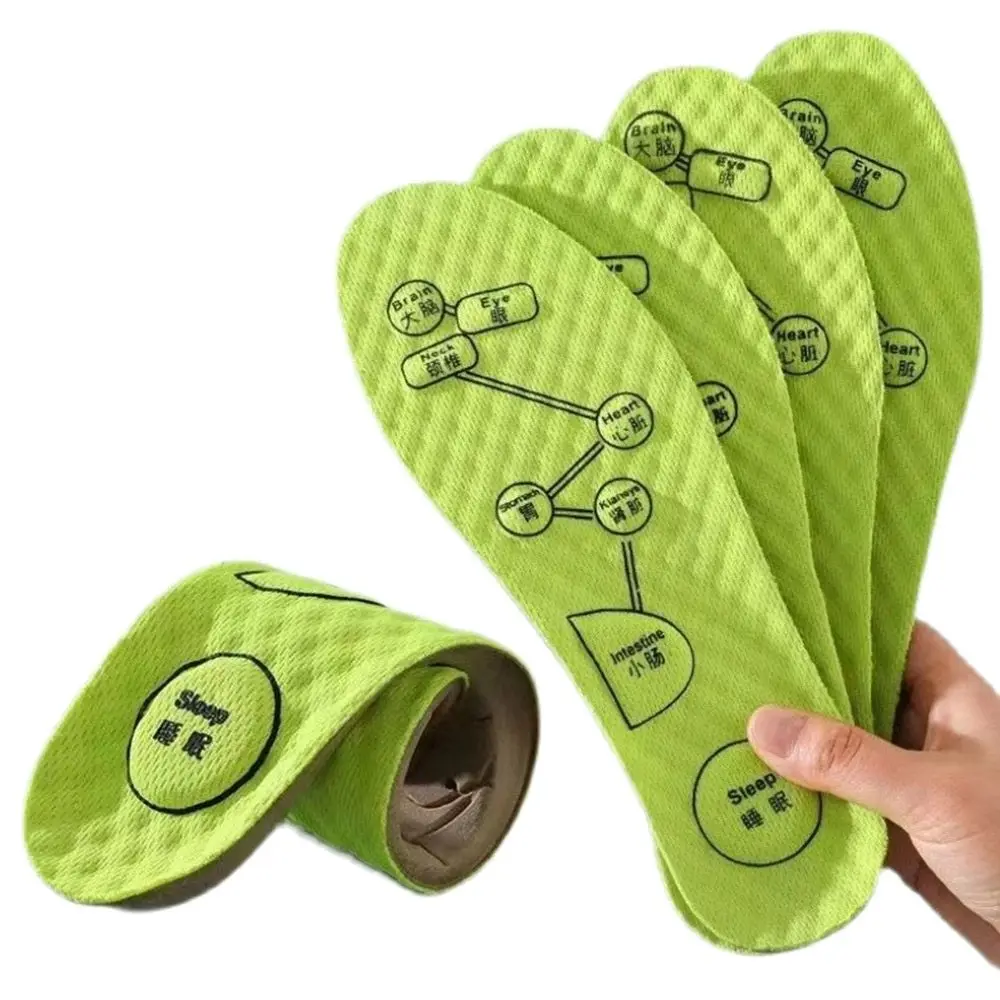 

2 Pairs Foot Acupressure Insole Men Women Soft Breathable Sports Cushion Inserts Sweat-absorbing Deodorant Insole Shoe Pads