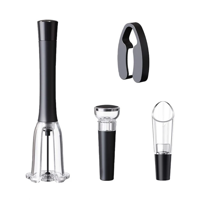 

4x/set Professional Wine Accessory Air-Pressure Pump Bottle Opener Foil-Cutter Aerator Pourer Vacuum Stopper Wine-Lover