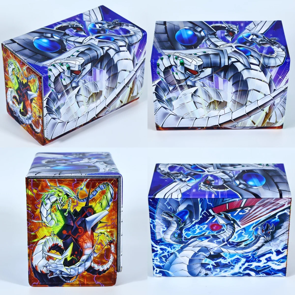 Фото Ю-Ги-О! Киберреволюция ​ ​ Коробка для карт Dragon Window Cyber ​ ​ Кожаный магнитный двухслойный футляр для хранения игровых карт Dragon Nova, подарочный набор №1