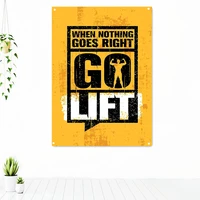 when nothing goes right go lift sport fitness poster exercise inspirational tapestry gym workout decorative banner flag for wall