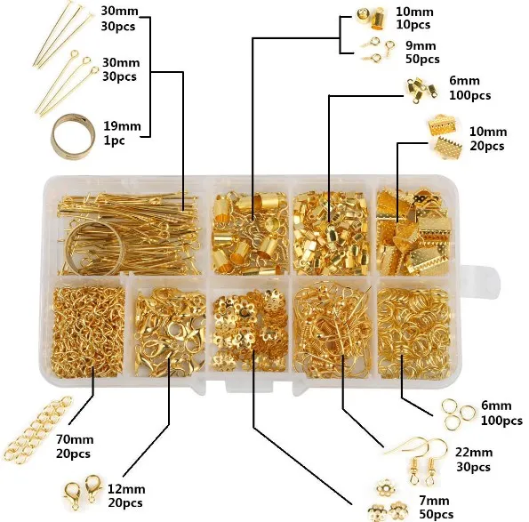

1 коробка, щипцы, хвостовая цепь, крючок для ушей, шпилька, игла, основание для булавок, фурнитура для изготовления ювелирных изделий своими руками