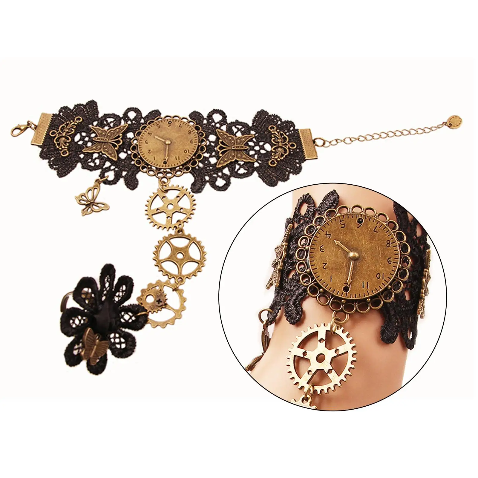 Браслет кружевной без пальцев аксессуар в готическом стиле для косплея