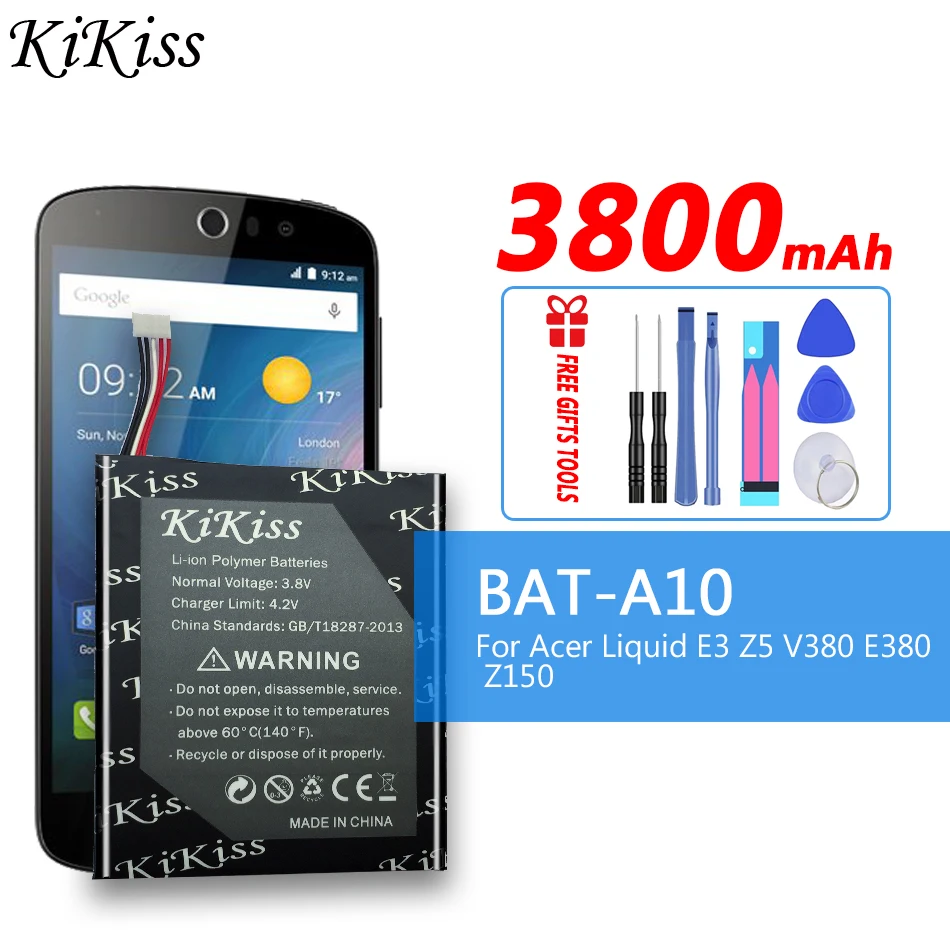 

3800mAh Big Power BAT-A10 Battery for acer BATA10 Liquid E3 E380 Z5 V380 Z150 PGF355870HT Lithium Polymer Batteries Bateria