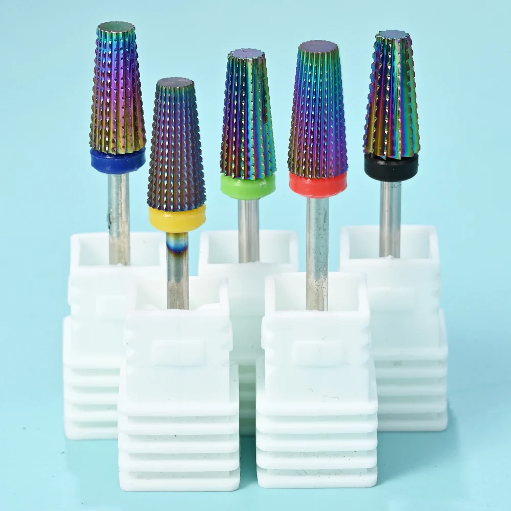 

Blue Rainbow Tungsten Carbide Nail Drill Bits For Electric Drill Manicure Machine Milling Cutter Clean Burr Nail Files Accessory