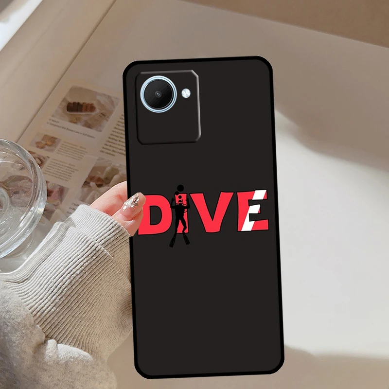 Dive Scuba Diver Shark Diving Flag для Realme 13 12 10 11 14 Pro Plus GT 6T 6 5 GT7 C61 C55 C53 C51 C21Y C25S C75 C67 Чехол