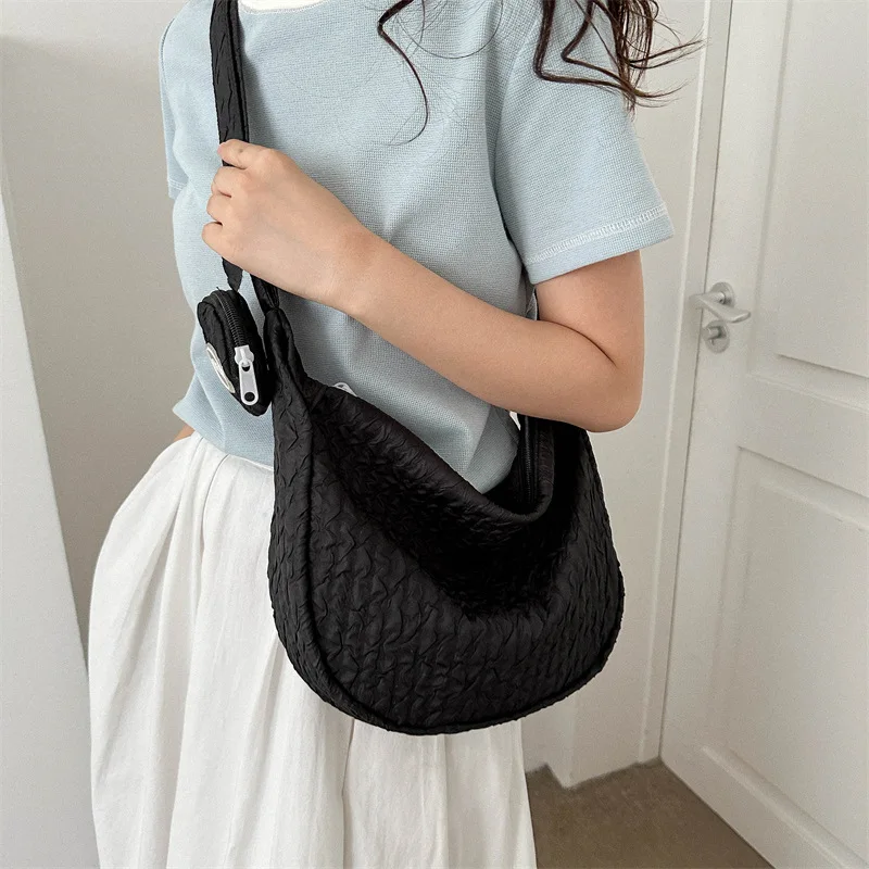 Дизайнерская Нейлоновая Сумка Через Плечо С Оборками Плиссированная В Форме