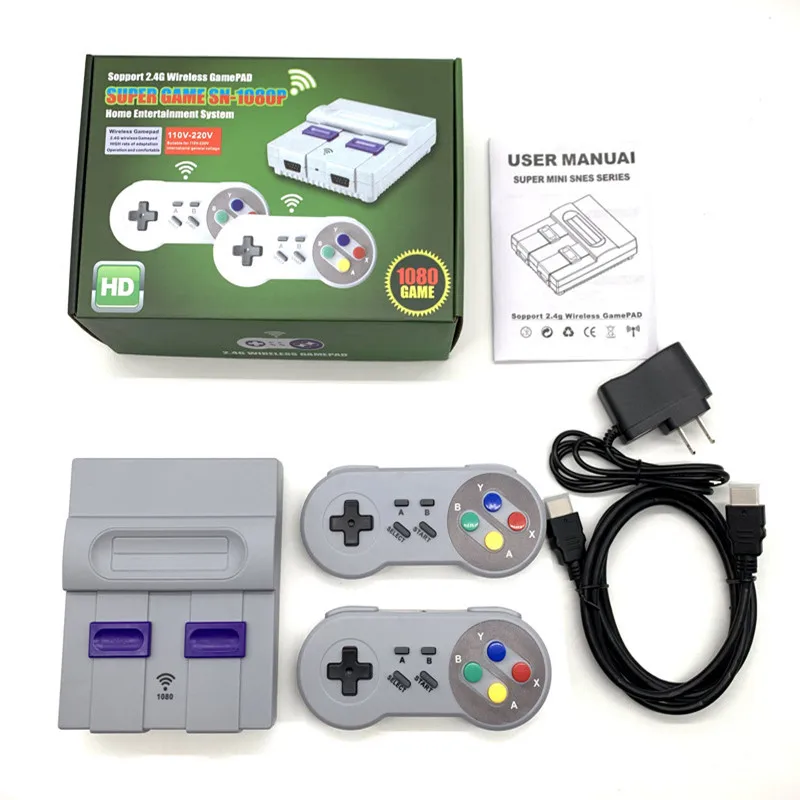 

Супер HD выход для SNES Ретро Классический Ручной игровой плеер ТВ мини игровая консоль встроенные 1080 игр с двумя геймпадами