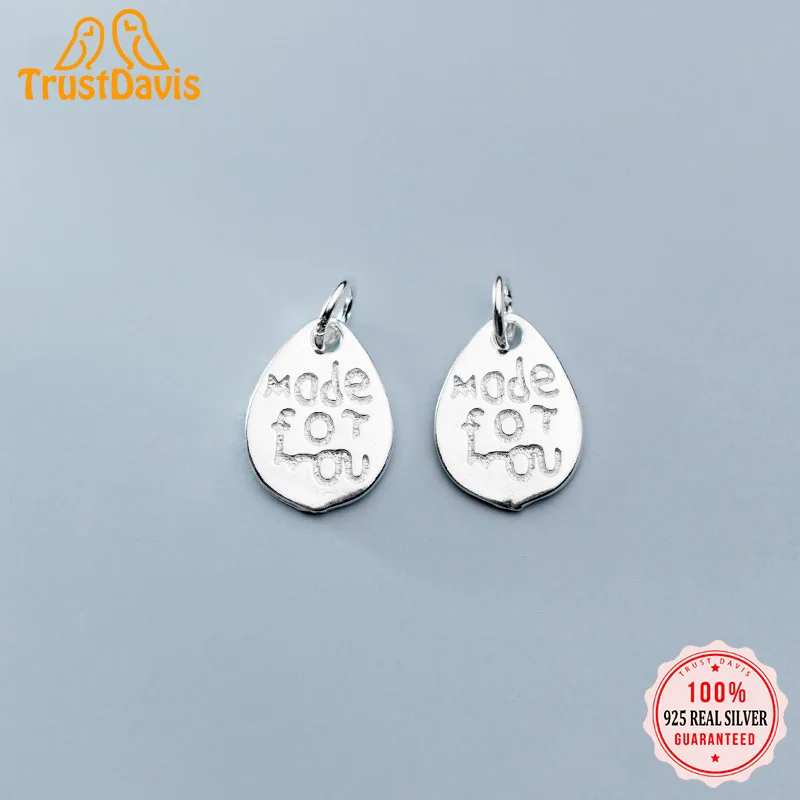 

TrustDavis настоящий кулон из серебра 925 пробы в виде капли воды ручной работы DIY ожерелье браслет аксессуары ювелирные изделия HY530