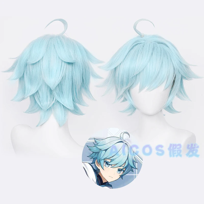 

Game Genshin Impact Chongyun Cosplay Wig Chong Yun Light Blue Short Synthetic Hair Halloween Carnival Party Role Play Wigs