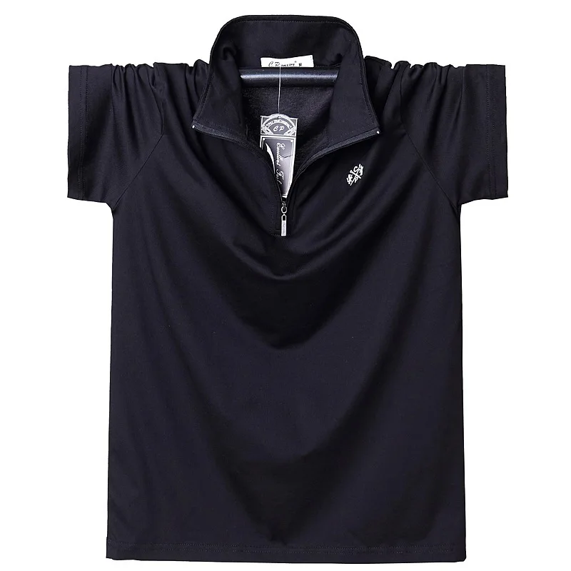

Новинка 2022, мужская рубашка-поло с коротким рукавом, Мужская толстая футболка-поло на молнии с отворотом и коротким рукавом