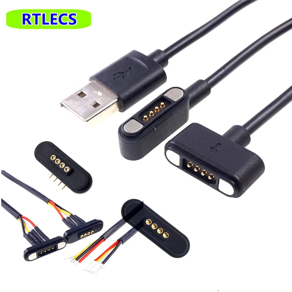 Магнитный коннектор на погопине 1 пара 3А 12В 4 позиции кабельных проводов шаг 2,2 мм с пружинной нагрузкой сильной силы 800 ГФ.