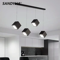 sandyha modern ceiling pendant light creative cube restaurant dining living room table kitchen black white 2022 led hanging lamp