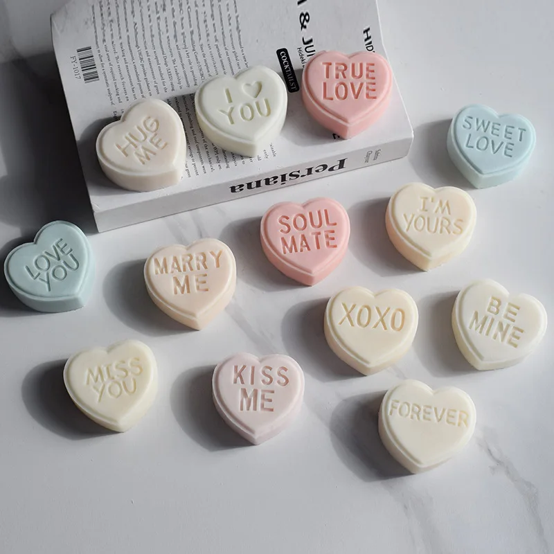 

Valentine's Day Heart Letter Silicone Molds DIY Love Candle Molds 3D Heart Shaped Chocolate Cake Handmade Soap Plaster Mold