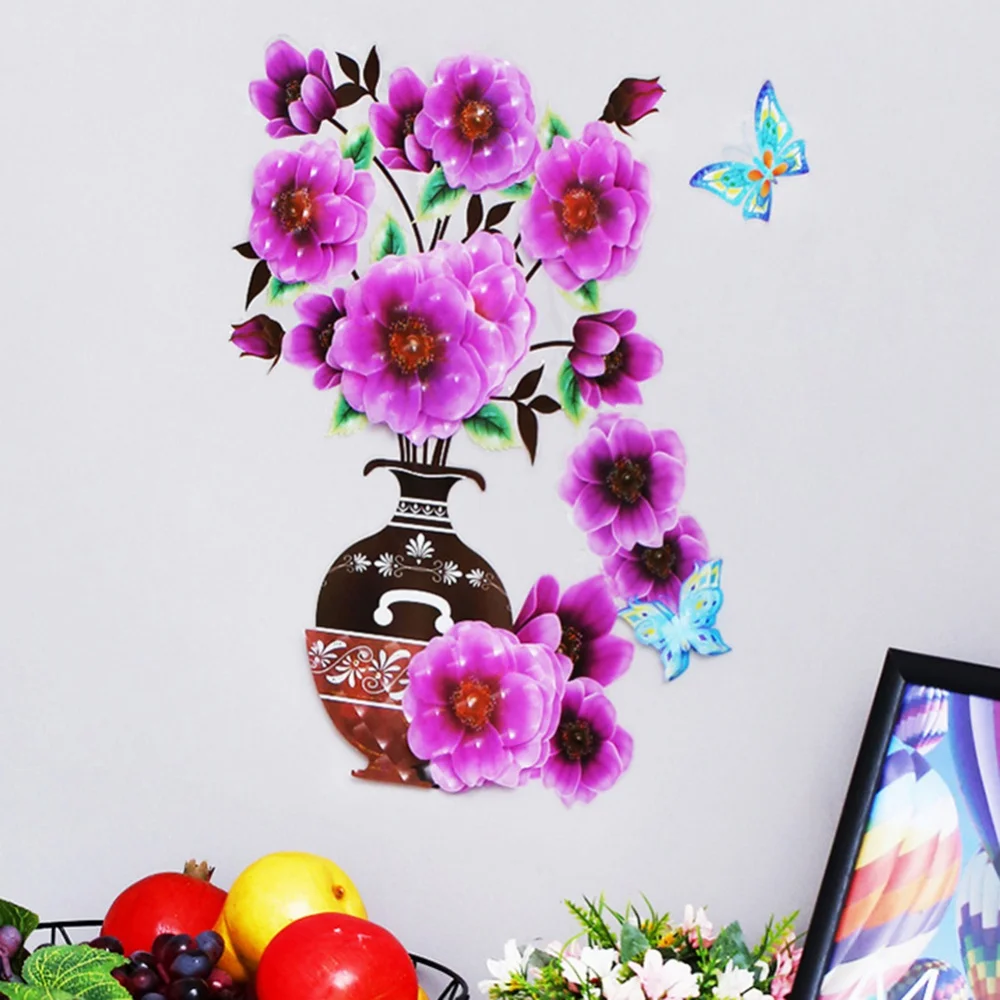 

Diy Wall Stickers Simulation Plant Vase Bronzing Decoration 3D Self-Adhesive Wall Stickers