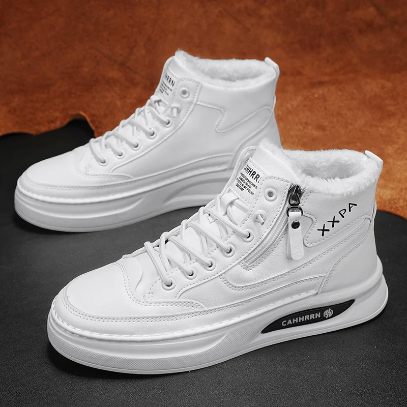 CYYTL Зимняя обувь Мужские меховые теплые зимние кроссовки Повседневная кожаная