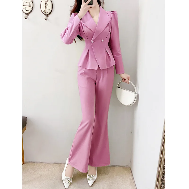 2022 Autumn Women's Design Sense Fashion Temperament Pink Suit