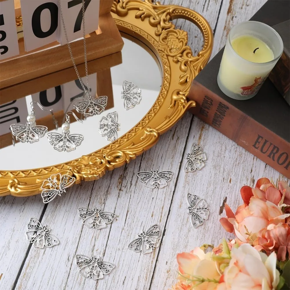 1 коробка 50 шт. подвески Луна-моль объемные серебряные готические на Хэллоуин