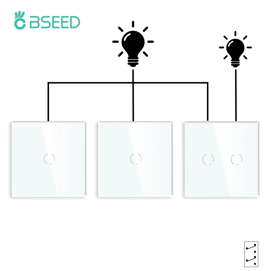 Настенные сенсорные выключатели BSEED 1/220 клавиши светильник 3 канала в стеклянная