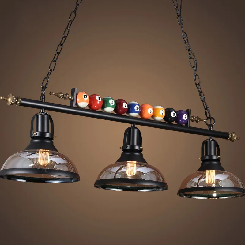 American Black Industrial Billiard Pendant Lamp Creative Retro Decorate Light LED Pendant Light Restaurant Bar Cafe Hanging Lamp