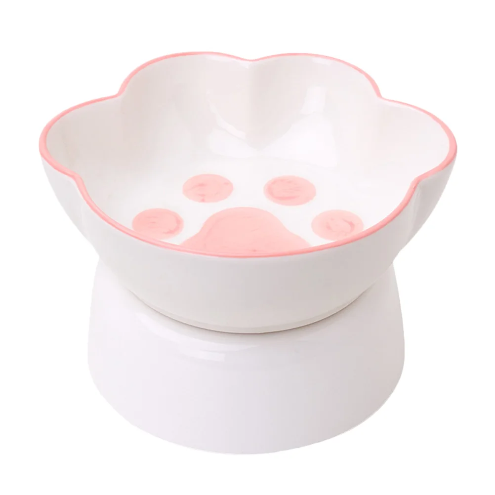 

Slanted Cat Food Dish Useful Pet Water Bowl Chic Ceramic Pet Feeder Bowl