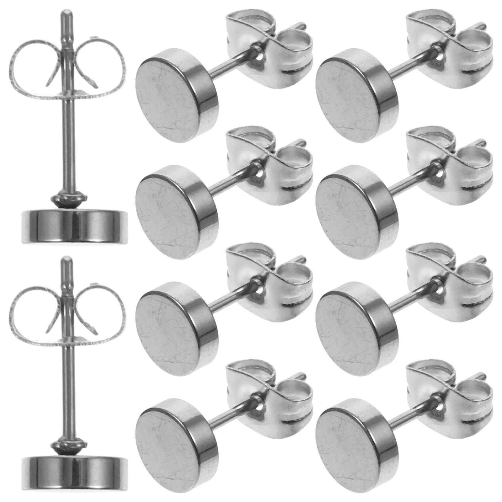 20 Pcs Studs Earrings Men Flat Round Small Cartilage Korean Fashion Women Decor Titanium Steel Man