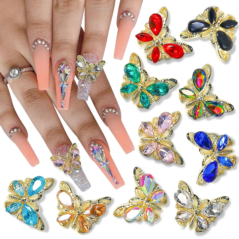 

Shiny Zircon Butterfly Nail Charms Alloy Butterfly Nail Rhinestones Nail Gems Crystals Nail Art Charms Gemstones Nail Jewelry