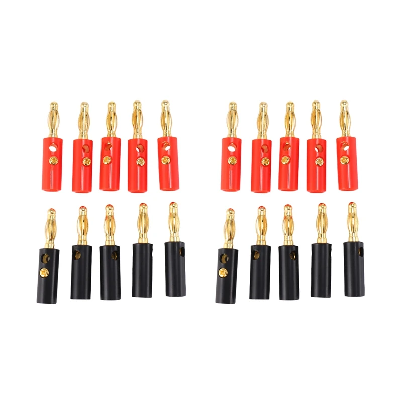 

20 X Audio Speaker Screw Banana Gold Plate Plugs Connectors 4Mm