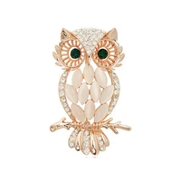 new fashion crystal owl brooches cute cartoon cat eye bird rhinestone pin brooch for women men clothing jewelry accessories pins