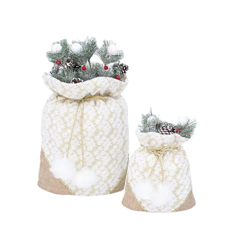

Merry Christmas Drawstring Bag Knitted Gift Bag Candy Bag Cristmas Decoration