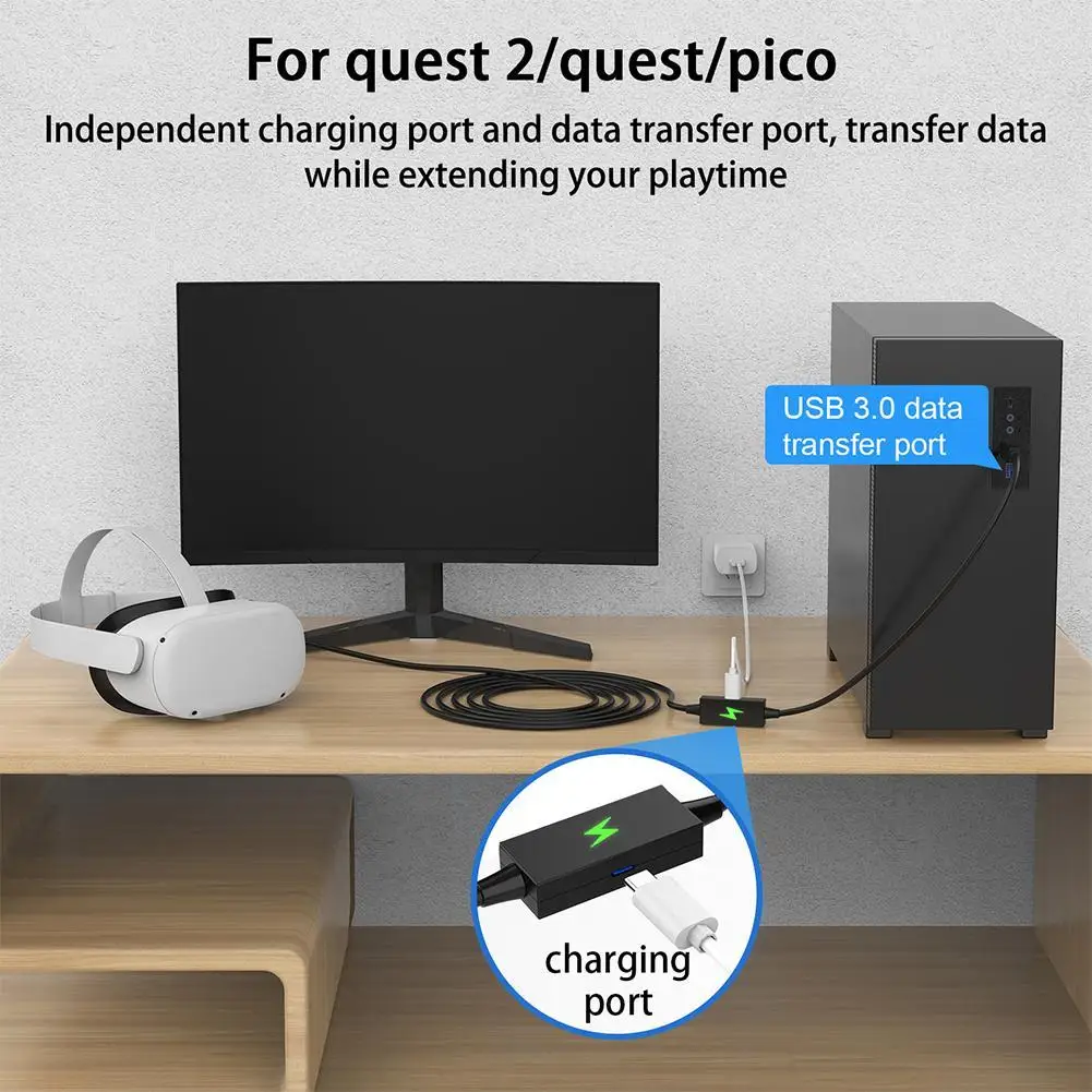 

VR Cable For Quest 2/PICO4/Neo3/Meta Quest Pro Link USB To Type C 5 Gbps Data Transfer Charging Cable For Meta Quest Pro VR
