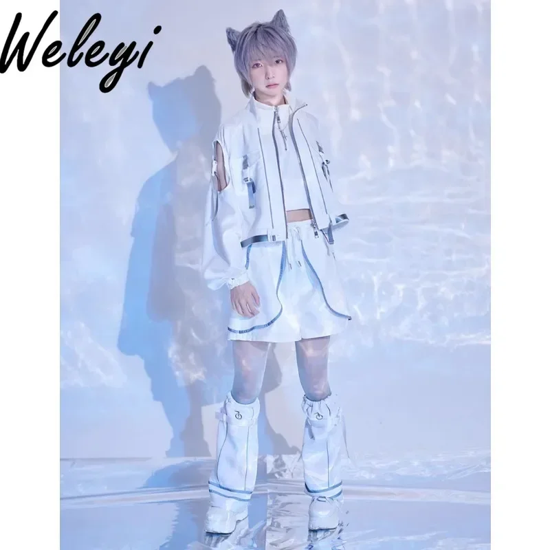 Японская спортивная Светоотражающая куртка в стиле Харадзюку Y2k пальто новая