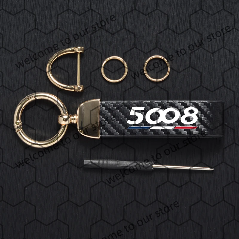 

1 шт. для Peugeot 1007 2008 3008 5008 французский трехцветный логотип из углеродного волокна текстурированный кожаный автомобильный брелок с пряжкой в форме подковы брелок
