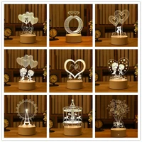 romantic love 3d lamp heart shaped balloon acrylic led night light decorative table lamp valentines day baby shower gifts