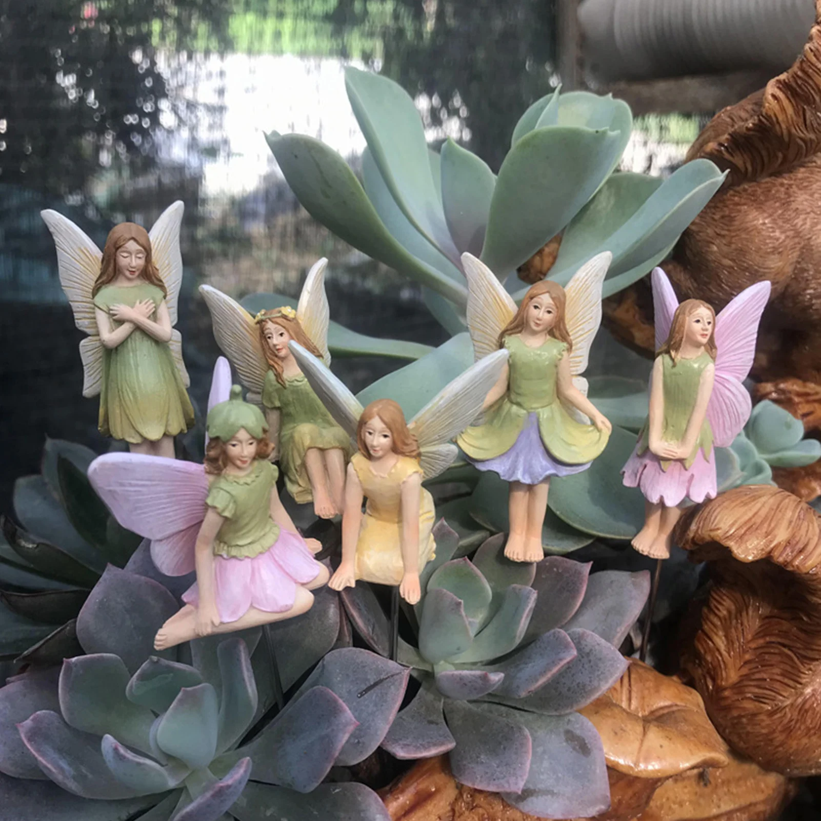 

Миниатюрные садовые феи, статуэтки из смолы, мини-Статуэтка сказочного ангела, фигурка, украшения для сада, аксессуары, 6 шт./компл.