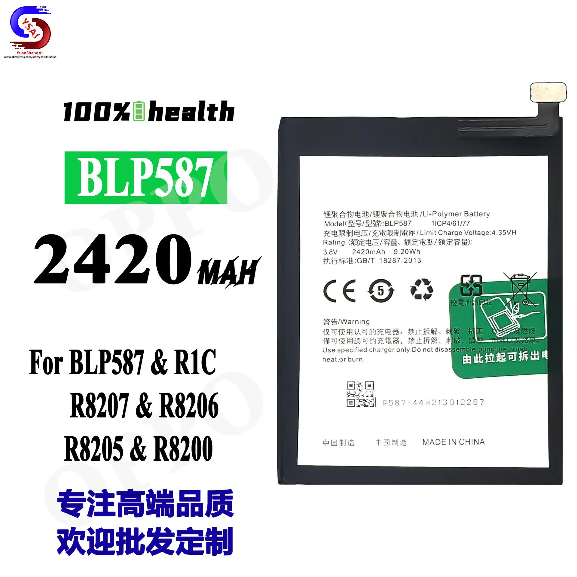 5 шт. новинка для OPPO R1C/R8207 фотобатарея BLP587 аккумуляторная батарея большой емкости