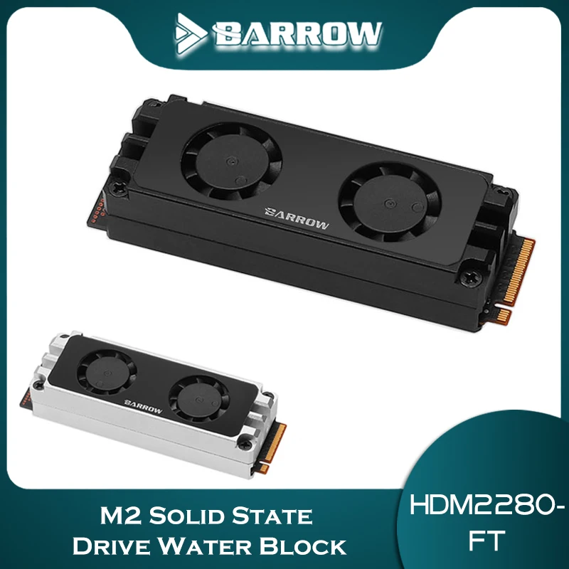 

Barrow 2280/22110 PCIE SATA M2 SSD Water Block Double Sided Auxiliary Cooling Hard Disk Dual Fan Radiator HDM2280-FT