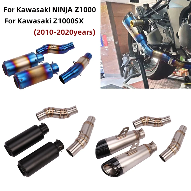 

Slip On For Kawasaki ninja Z1000 Z1000SX 2010-2019 2020 Motorcycle Exhaust System Escape Muffler Modified With Middle Link Pipe