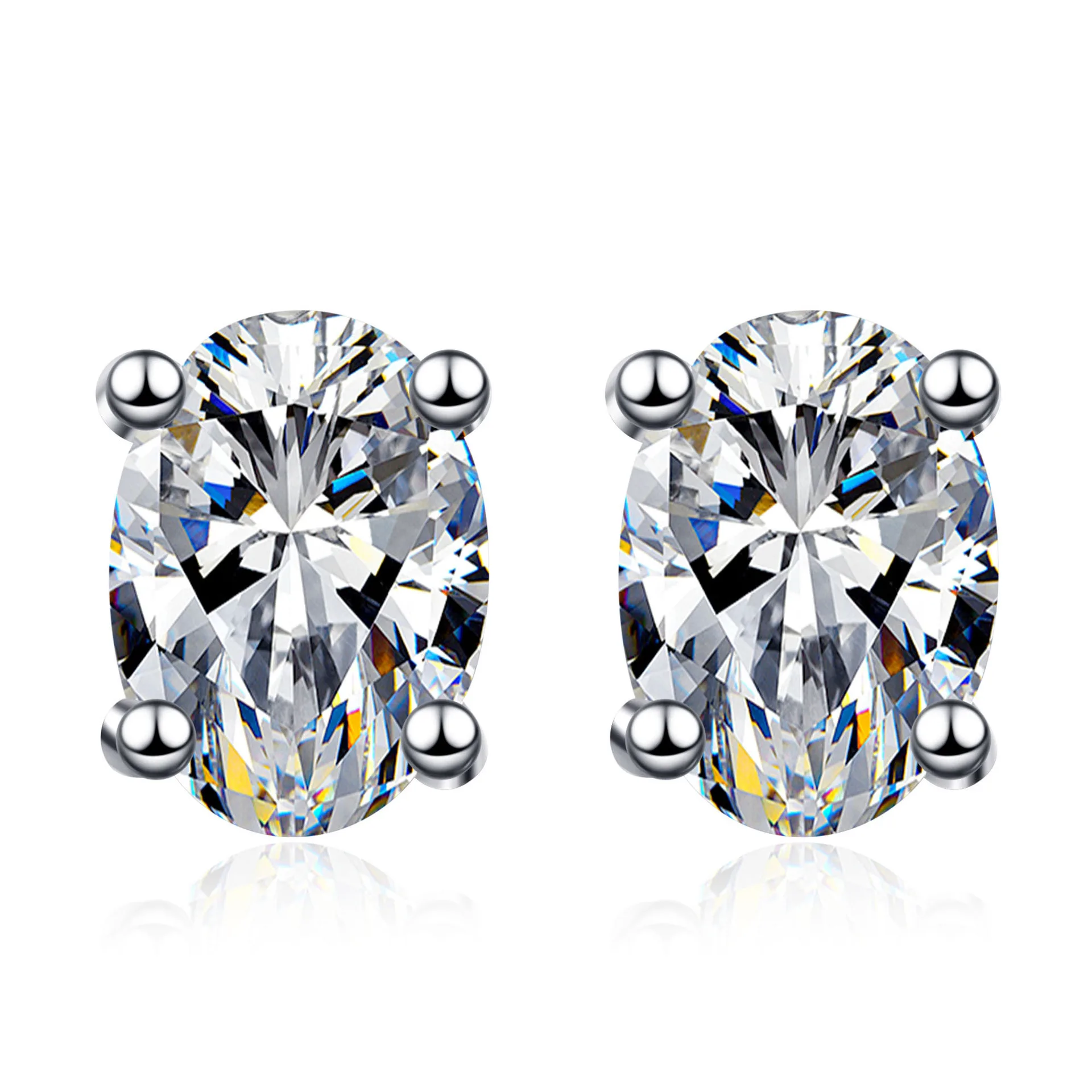 

Aisne 1ct 2ct 4ct Real VVS1 D Color Moissanite Stud Earrings For Women Top Quality 925 Sterling Silver Sparkling Wedding Jewelry